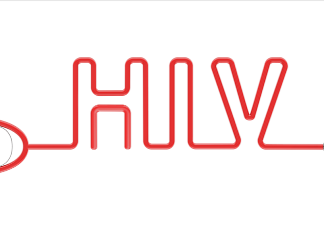 stetoscopio rosso che compone la scritta "HIV"