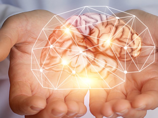 Medico tiene in mano modellino luminoso cervello