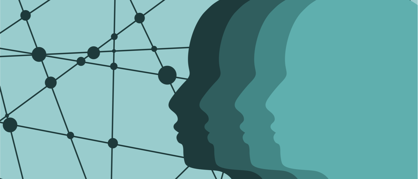 disegni di visi affiancati orizzontalmente