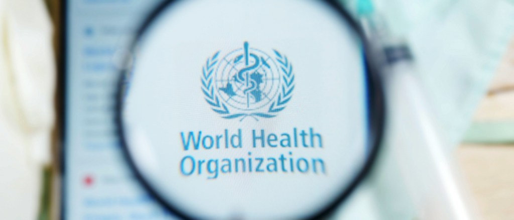 stemma dell'organizzazione mondiale della sanità in onglese, con la scritta "world health organization"