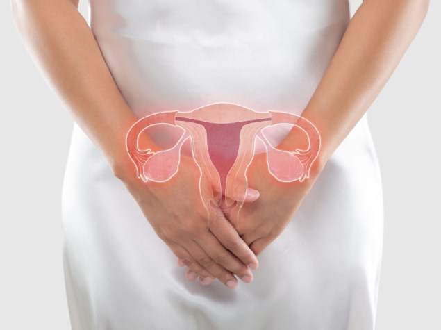 donna che tiene le mani appoggiate sul grembo