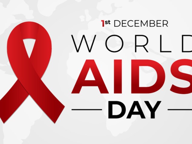 scritta in rosso "world aids days" con in sottofondo mappa del mondo bianca