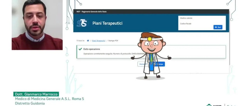 schermata di una videopresentazione, con una slide a destra e il dottor marrocco a sinistra