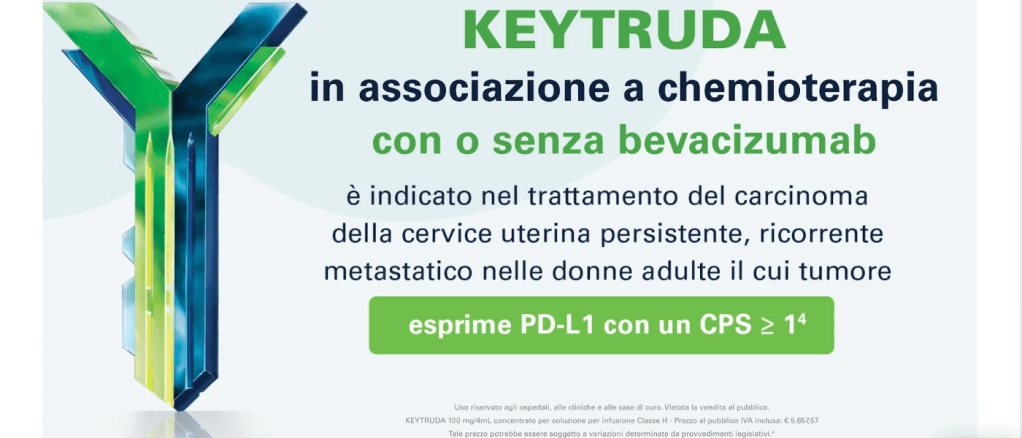 logo di keytruda con a fianco la scritta "keytruda in associazione a chemioterapia"