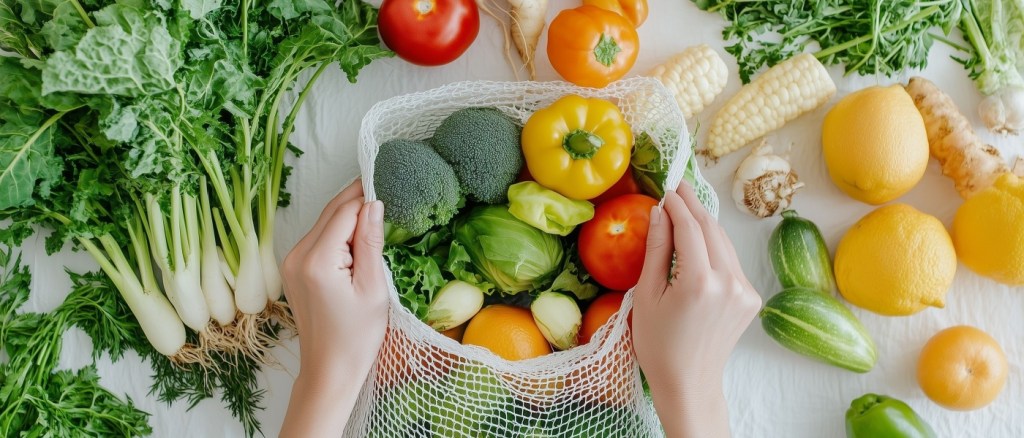 Insieme di verdure posate su tavolo