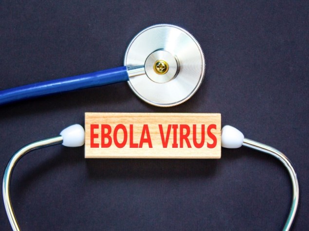 parola virus Ebola su un blocco di legno