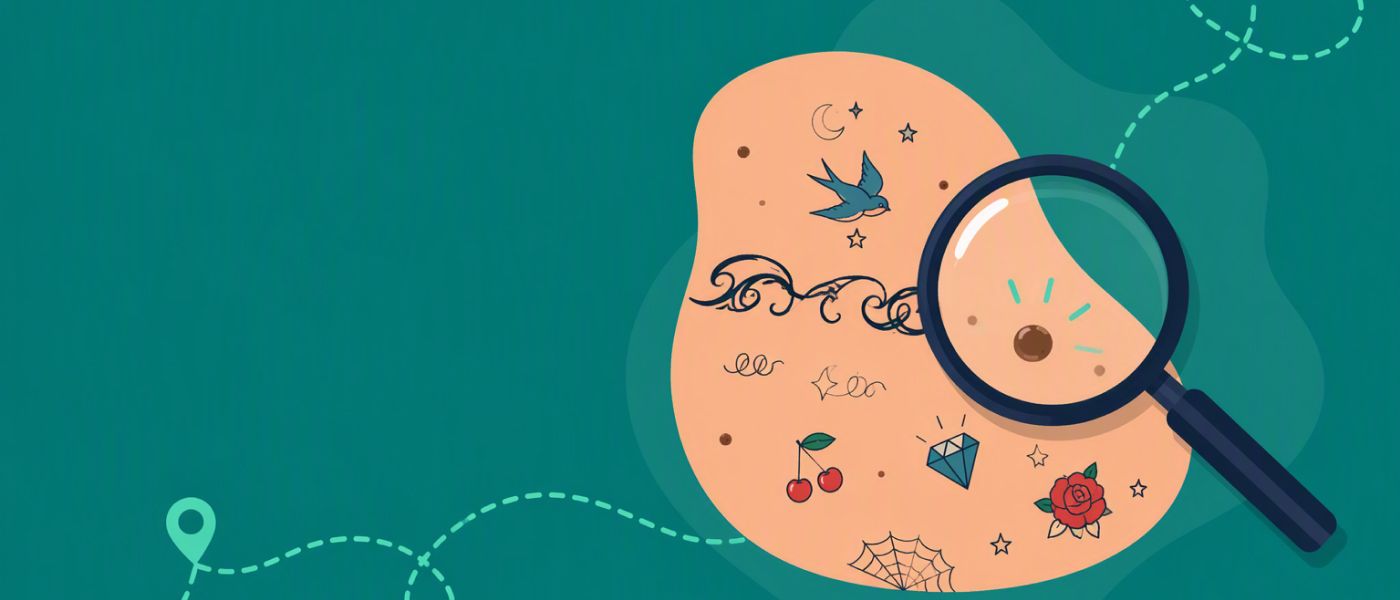 Illustrazione con pelle tatuata e neo al centro