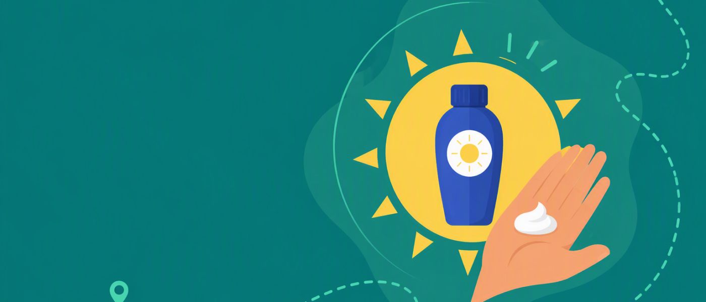 Illustrazione con crema solare